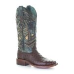 CORRAL LD BRWN/TURQ OSTRICH- A4059
