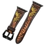 WATCH BAND LEATHER HAND CARVED YELLOW SUNFLOWER WTP1400