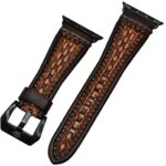 WATCH BAND LEATHER HAND STAMPED BASKET WEAVE WTP1000