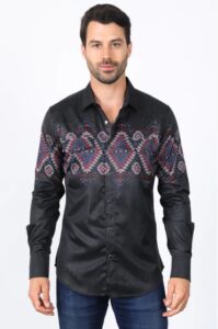 PLATINI MODERN FIT AZTEC BORDER BLK AFL10232