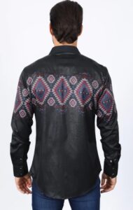 PLATINI MODERN FIT AZTEC BORDER BLK AFL10232 - Image 2
