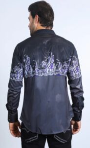 PLATINI MODERN FIT PANORAMIC FOIL PRINT SHIRT BLK AFL10225 - Image 2