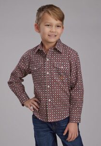 ROPER BOYS ALL OVER PRINT BURGUNDY 6023