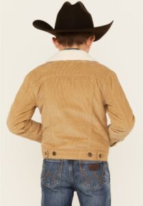 WRANGLER BOYS COWBOY CUT SHERPA LINED CORDUROY JACKET WHEAT 112352972 - Image 3