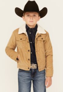 WRANGLER BOYS COWBOY CUT SHERPA LINED CORDUROY JACKET WHEAT 112352972 - Image 2