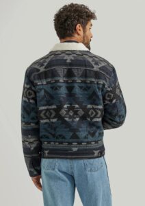 WRANGLER SHERPA LINED JACQUARD PRINT JACKET NAVY 112352866 - Image 2