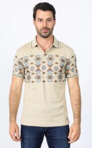 PLATINI MENS MODERN FIT AZTEC PRINT POLO AZP10396