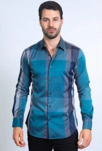 PLATINI LS CHECKERED TEAL/BLACK CHL10334
