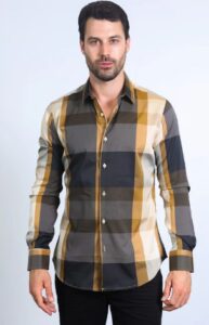 PLATINI LS CHECKERED BLACK BEIGE LS CHL10332