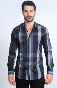 PLATINI LS CHECKERED BLACK GREY LS CHL10337