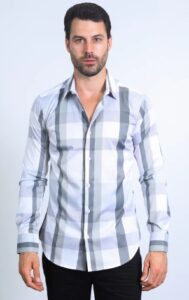 PLATINI LS CHECKERED WHITE/GREY CHL10336