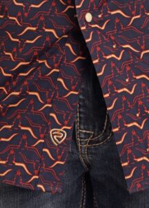 ROCK AND ROLL LONGHORN PRINTED LS SNAP NAVY  BMN2S05458 - Image 2