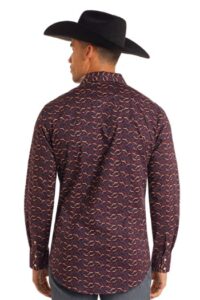 ROCK AND ROLL LONGHORN PRINTED LS SNAP NAVY  BMN2S05458 - Image 3