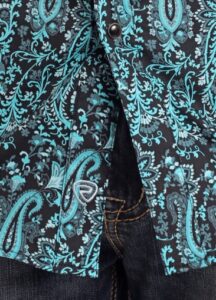 ROCK AND ROLL PAISLEY PRINTED LS SNAP BLUE BMN2S05474 - Image 2