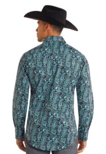 ROCK AND ROLL PAISLEY PRINTED LS SNAP BLUE BMN2S05474 - Image 3
