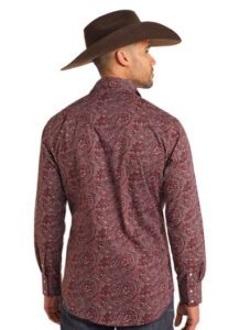 ROCK AND ROLL PAISLEY PRINTED LS SNAP BURGUNDY BMN2S05460 - Image 3
