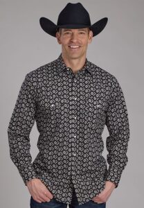 ROPER FLORAL PRINT SNAP PRINT BLACK/CREAM 1065