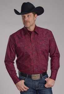 ROPER PAISLEY SNAP ALLOVER PRINT BURGUNDY 1012