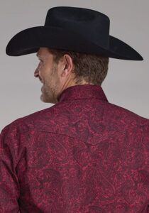 ROPER PAISLEY SNAP ALLOVER PRINT BURGUNDY 1012 - Image 2