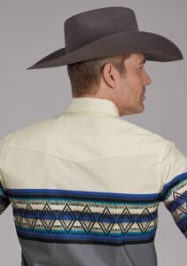 ROPER RETRO DIAMOND BORDER SNAP PRINT GREY/CREAM 108 - Image 2