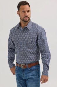 WRANGLER MEN'S LS 20X SNAP BLEU MOD PRINT SHIRT 112356579