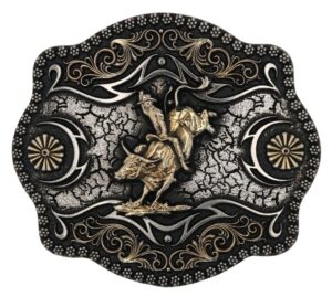 MONTANA A BLAZE FILIGREE FRAMED BULL RIDER ATTITUDE BUCKLLE A886