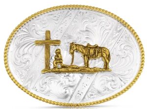 MONTANA COWBOY STRIKING ENGRAVED BELT BUCKLE 6186731
