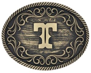 MONTANA FILIGREE INITIAL T ATTITUDE BELT BUCKLE A915T