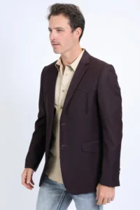 PLATINI Men's Double Button Western Burgundy Blazer BLW10524 - Image 4