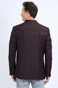 PLATINI Men's Double Button Western Burgundy Blazer BLW10524 - Image 3