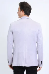 PLATINI Men's Double Button Faux-Suede Light-Grey Blazer BLZ10537 - Image 3