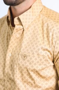 PLATINI MENS MODERN FIT LS SHIRT KHAKI CWL10494 - Image 2