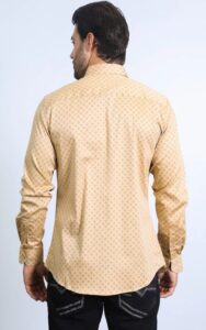 PLATINI MENS MODERN FIT LS SHIRT KHAKI CWL10494 - Image 3
