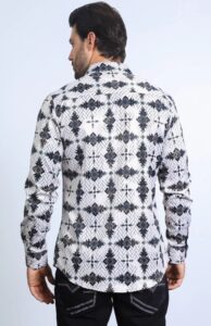 PLATINI MENS MODERN FIT FOIL LS SHIRT BEIGE FPL10571 - Image 3