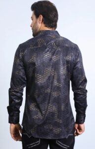 PLATINI MENS MODERN FIT FOIL LS SHIRT BLACK FPL10587 - Image 3
