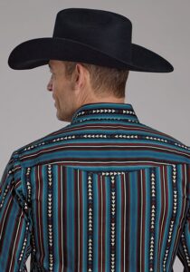 ROPER MENS LS SNAP VERTICAL STRIPES BLUE/RED 0106 - Image 2