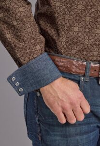 ROPER MENS LS VINTAGE ORNAMENTAL SNAP SHIRT BROWN 1027 - Image 2