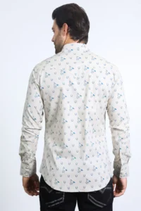 PLATINI Mens Western Modern Fit Cotton/Spandex Long Sleeve Lt. Grey Shirt with Snaps WPL10485 - Image 3