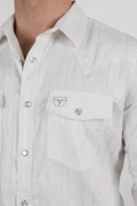 PLATINI Mens Modern Fit Stretch Lurex Western Long Sleeve Shirt WSL9751 - Image 5