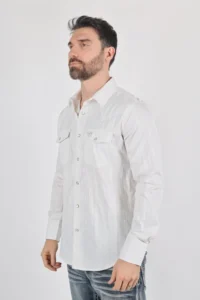 PLATINI Mens Modern Fit Stretch Lurex Western Long Sleeve Shirt WSL9751 - Image 4