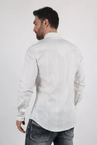 PLATINI Mens Modern Fit Stretch Lurex Western Long Sleeve Shirt WSL9751 - Image 3