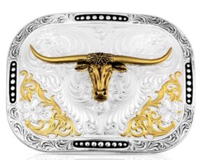 MONTANA Class Act Two Tone Belt Buckle with Longhorn 53510767H