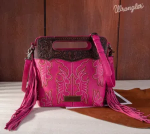 WRANGLER EMBROIDERED FRINGE CROSSBODY HOT PINK WG110G2010HPK