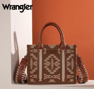 WRANGLER SOUTHWESTERN PATTERN DUAL SIDED PRINT CROSSBODY BROWN WG22128120BR