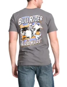 COWBOY HARDWARE BULL RIDER RANCH GRAPHIC GREY T-SHIRT - Image 2