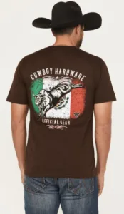 COWBOY HARDWARE MEXICAN FLAG GRAPHIC BROWN T SHIRT - Image 2