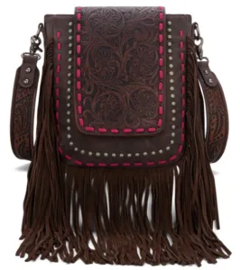 TRINITY RANCH FLORAL TOOLED CROSSBODY BAG COFFEE TR181G9360CF