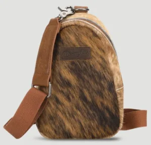 WRANGLER COWHIDE SLING BAG BROWN WG106S9110BR