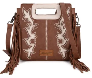 WRANGLER TOP HANDLE BOOT SCROLL FRINGE TOTE COFFEE WG1932003CF