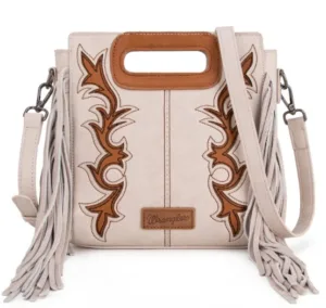 WRANGLER TOP HANDLE BOOT SCROLL FRINGE TOTE BEIGE WG1932003BG